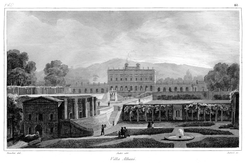 Figure 2.1: Southeast view of Villa Albani with Caffeaus, early nineteenth century (Bouchet and Aubert) © Jane Lomholt [Note: Author is owner of print]