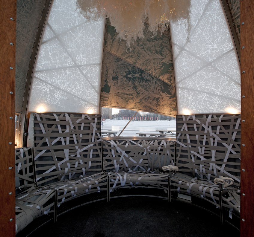 Figure 14.2: @Lab (Sarah Bonnemaison and Robin Muller), Interior view of the Winter Warming Hut, Halifax, 2011. Courtesy of Sarah Bonnemaison.