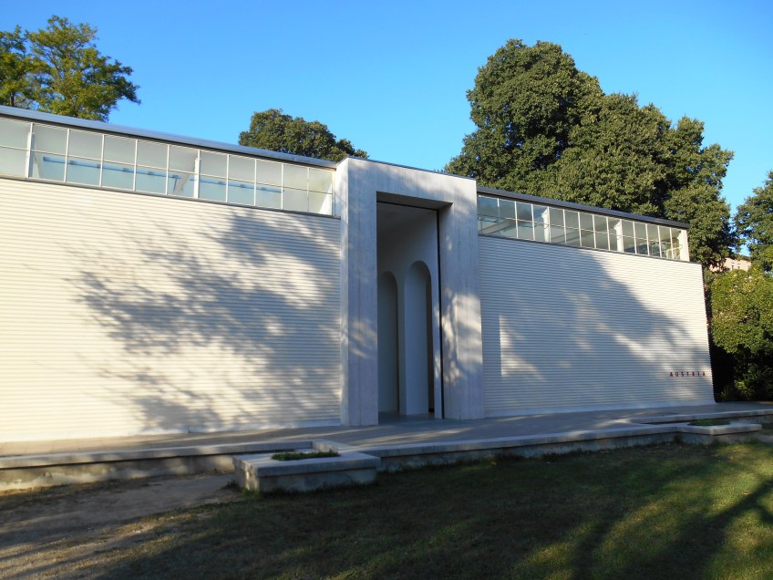 Figure 3.36: View looking northeast toward the Austrian pavilion. Photograph: Joel Robinson.