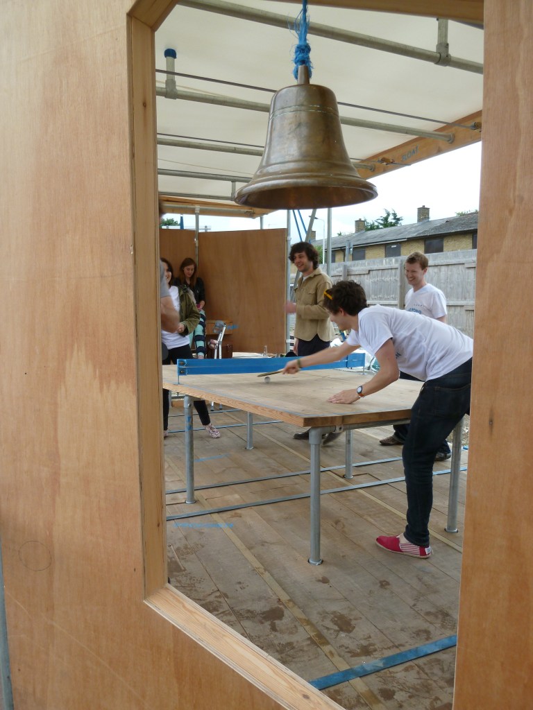 Figure 15.3: Harriet Harriss (with students from Oxford Brookes University and Montana State University), Ping Pong Pavilion, London Festival of Architecture, 2012. Courtesy of Harriet Harriss.