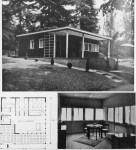 Figure 7.7. Enrico Griffini, Piero Bottoni and Eugenio Faludi, Mountain Villa 2. Exterior photo, plan, interior view of living areas with corner window. From Domus, July 1933, 294. Copyright Editoriale Domus S.p.A. Rozzano, Milano, Italy.