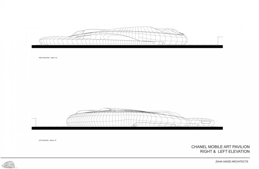 Figure 12.4: The Mobile Art Pavilion – elevation drawing, 2007. Courtesy of Zaha Hadid Architects.