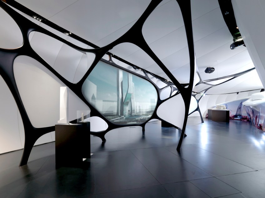 Figure 12.8: ‘Zaha Hadid – Une architecture’ exhibition, at the Mobile Art, Institut du Monde Arabe, Paris, 2011, Courtesy of IMA and Zaha Hadid Architects.